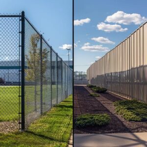 Comparison of chain link and vinyl fencing in a commercial property setting
