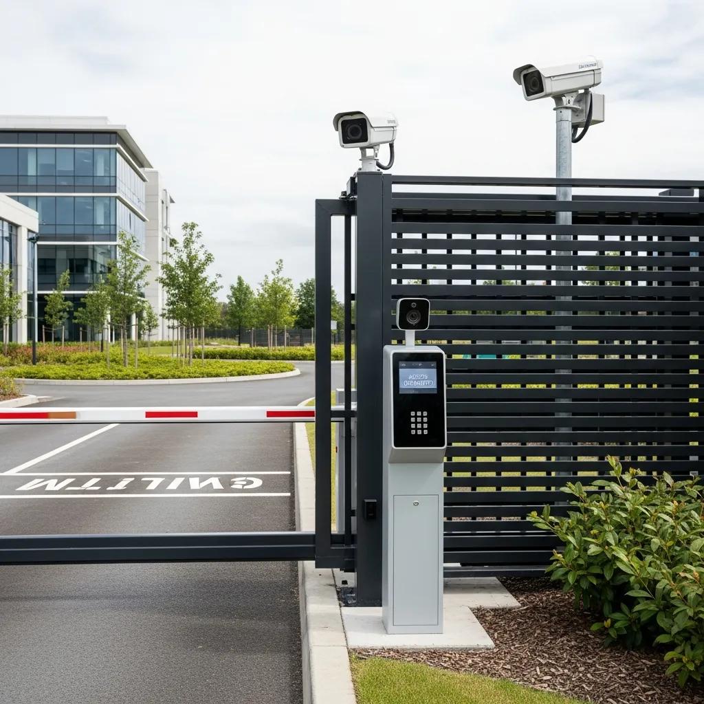 Commercial gate access control with remote access and surveillance