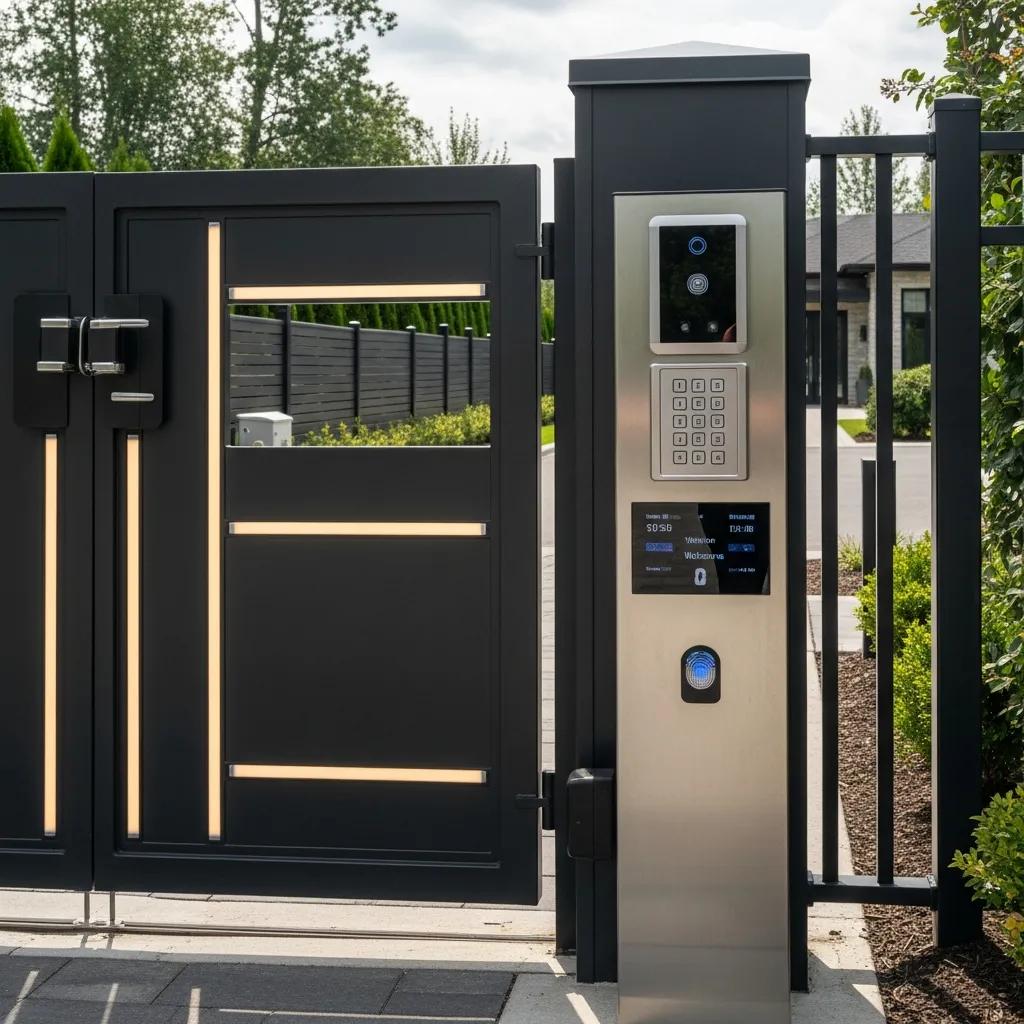 Modern electronic gate with advanced access control features in a Canadian property