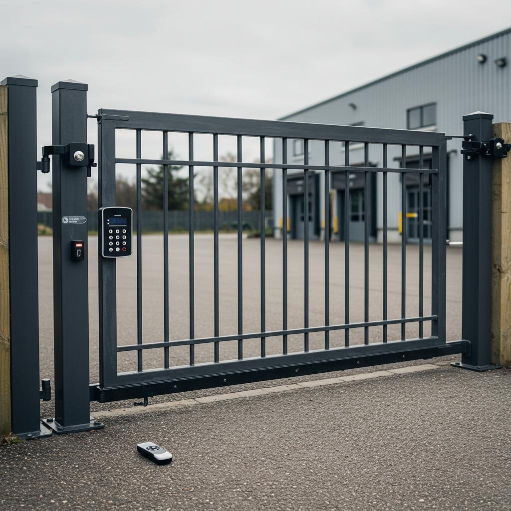 Access control systems integrated with high-security fencing showcasing key card and biometric readers for enhanced security management